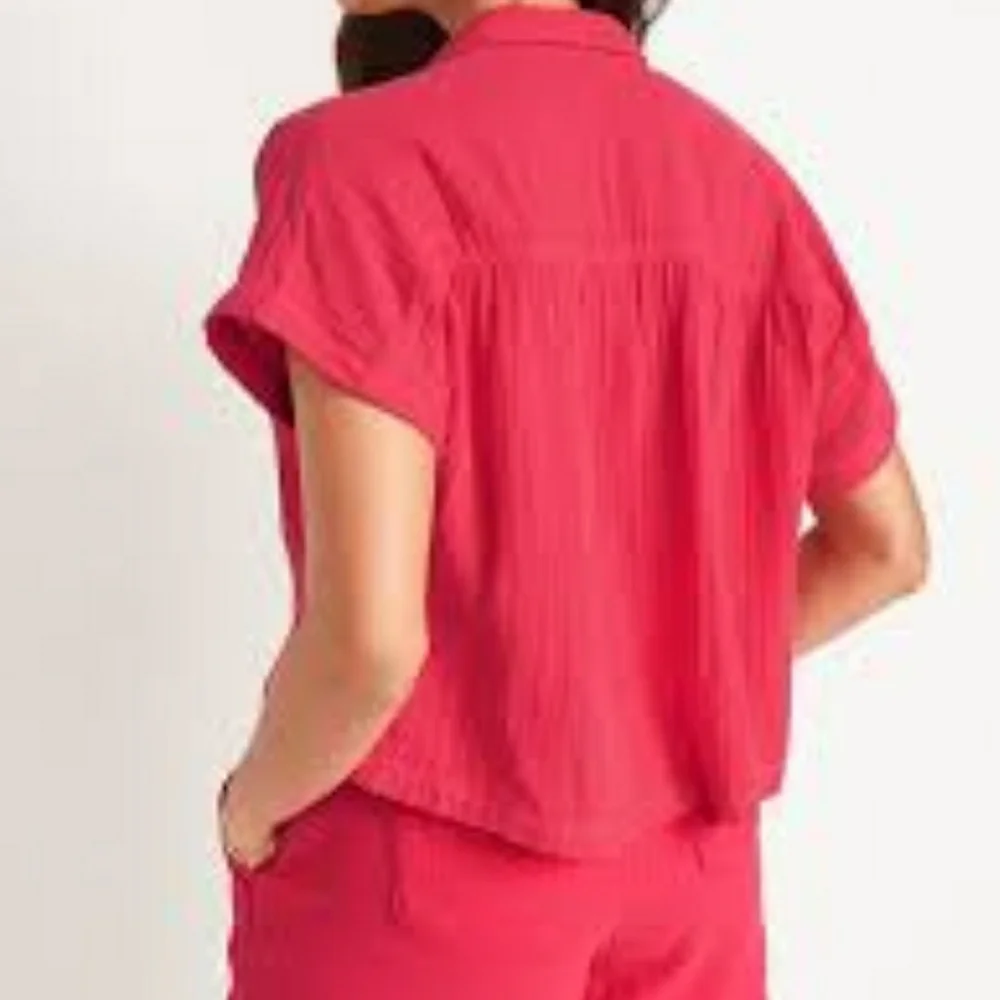 Old Navy Pink Cotton Top and Bottom Textured Frenchy Set Lounge Linen XS